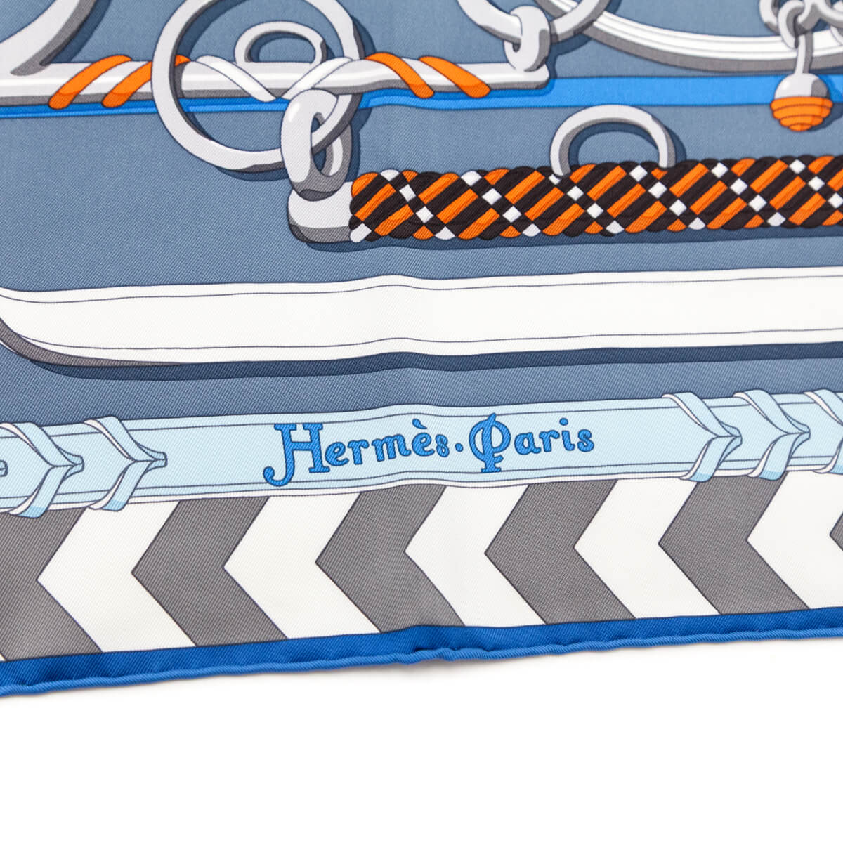 Hermes Blue Gray Panoplie Equestre Silk Scarf 90 - Love that Bag etc - Preowned Authentic Designer Handbags Preloved Fashions