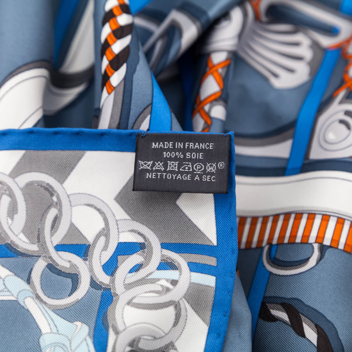 Hermes Blue Gray Panoplie Equestre Silk Scarf 90 - Love that Bag etc - Preowned Authentic Designer Handbags Preloved Fashions