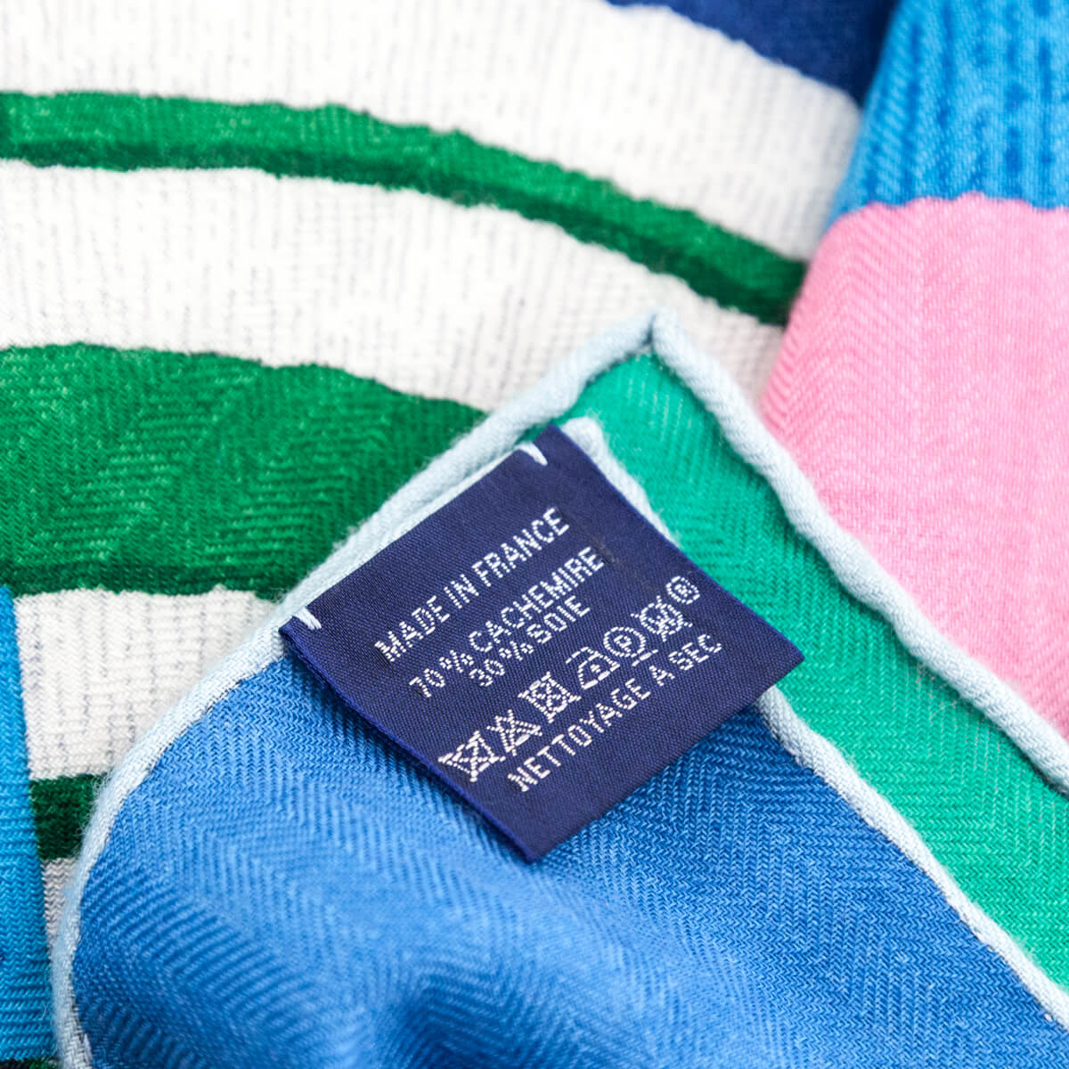 Hermes Blue Green Grand Manege a Jouets Cashmere Shawl 140 - Love that Bag etc - Preowned Authentic Designer Handbags Preloved Fashions