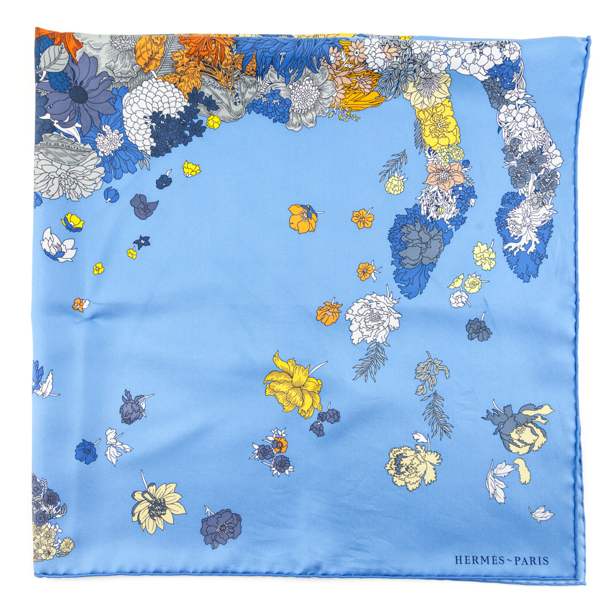 Hermes Blue Orange Robe Legere Silk Scarf 90 - Love that Bag etc - Preowned Authentic Designer Handbags Preloved Fashions