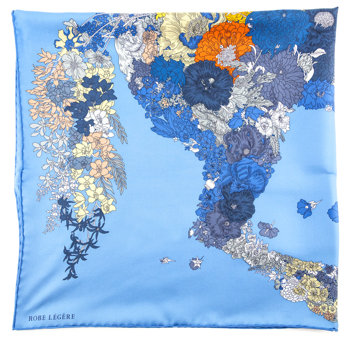 Hermes Blue Orange Robe Legere Silk Scarf 90 - Love that Bag etc - Preowned Authentic Designer Handbags Preloved Fashions