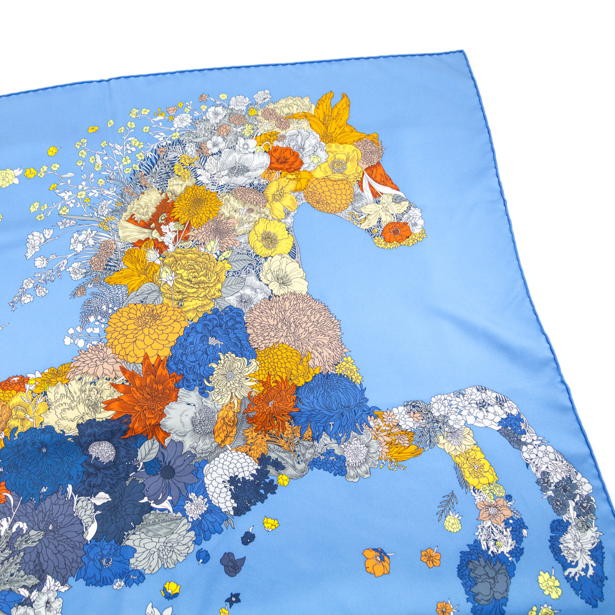 Hermes Blue Orange Robe Legere Silk Scarf 90 - Love that Bag etc - Preowned Authentic Designer Handbags Preloved Fashions