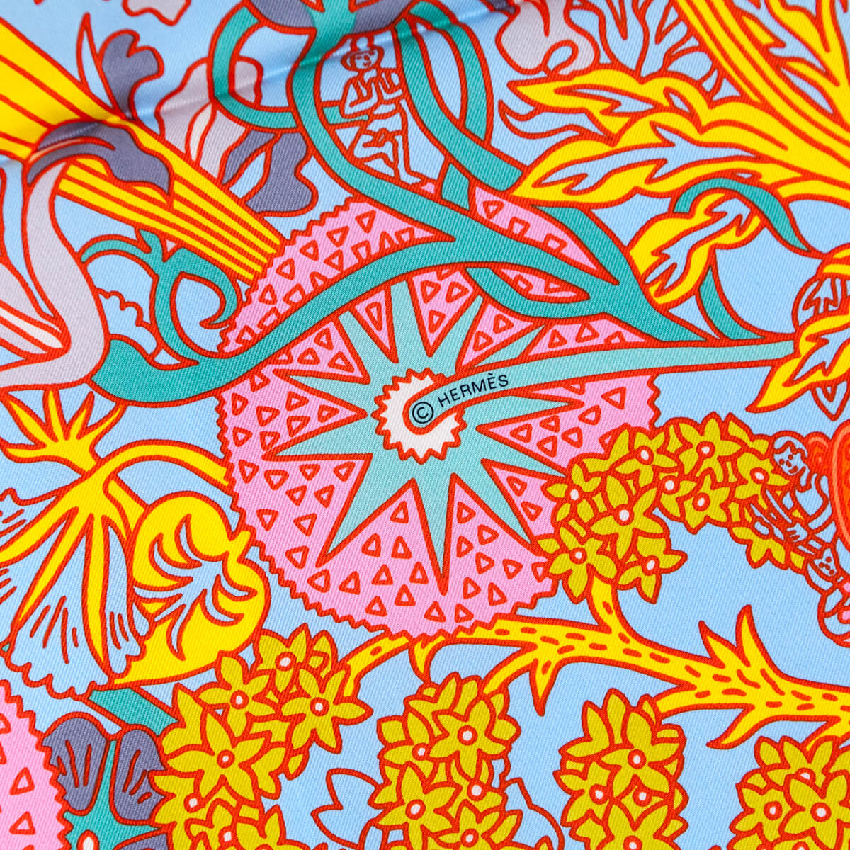 Hermes Blue Salmon Cache-Cache Fleuri Silk Scarf 90 - Love that Bag etc - Preowned Authentic Designer Handbags Preloved Fashions
