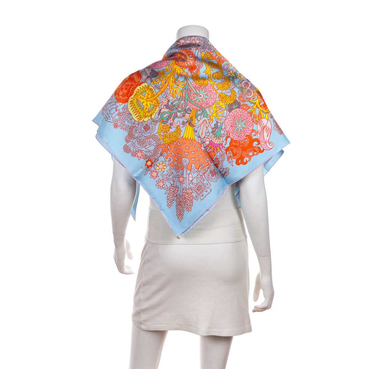 Hermes Blue Salmon Cache-Cache Fleuri Silk Scarf 90 - Love that Bag etc - Preowned Authentic Designer Handbags Preloved Fashions