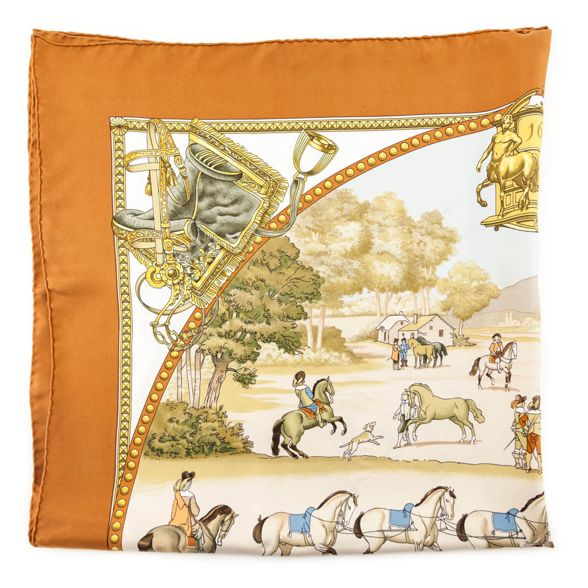 Hermes Brown Presentation des Chevaux Silk Scarf 90 - Love that Bag etc - Preowned Authentic Designer Handbags Preloved Fashions