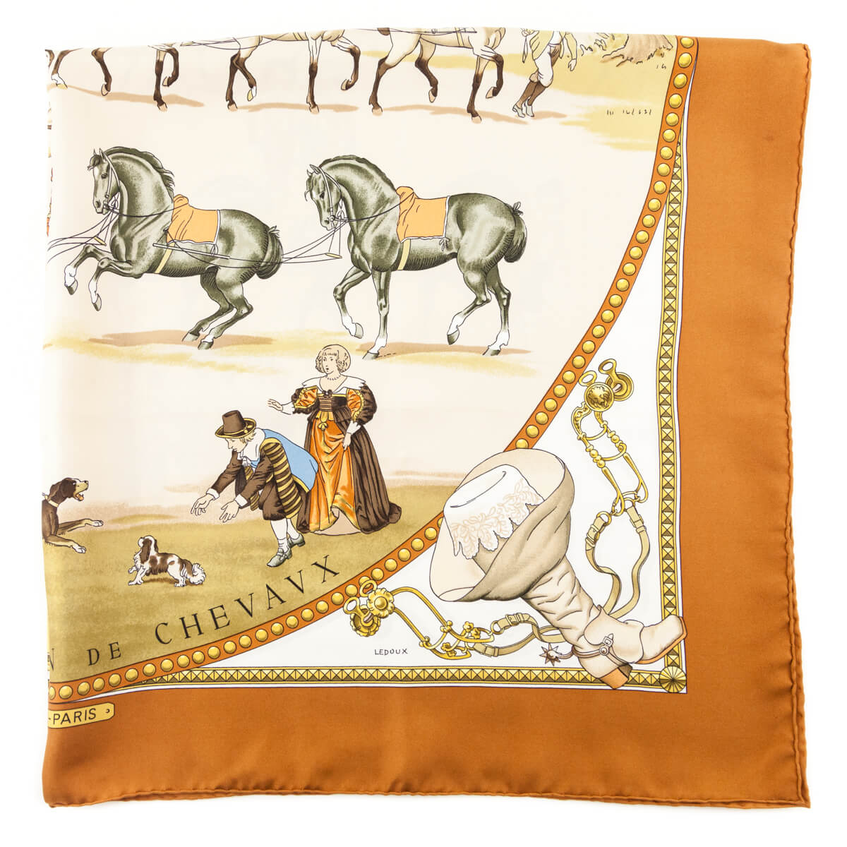 Hermes Brown Presentation des Chevaux Silk Scarf 90 - Love that Bag etc - Preowned Authentic Designer Handbags Preloved Fashions