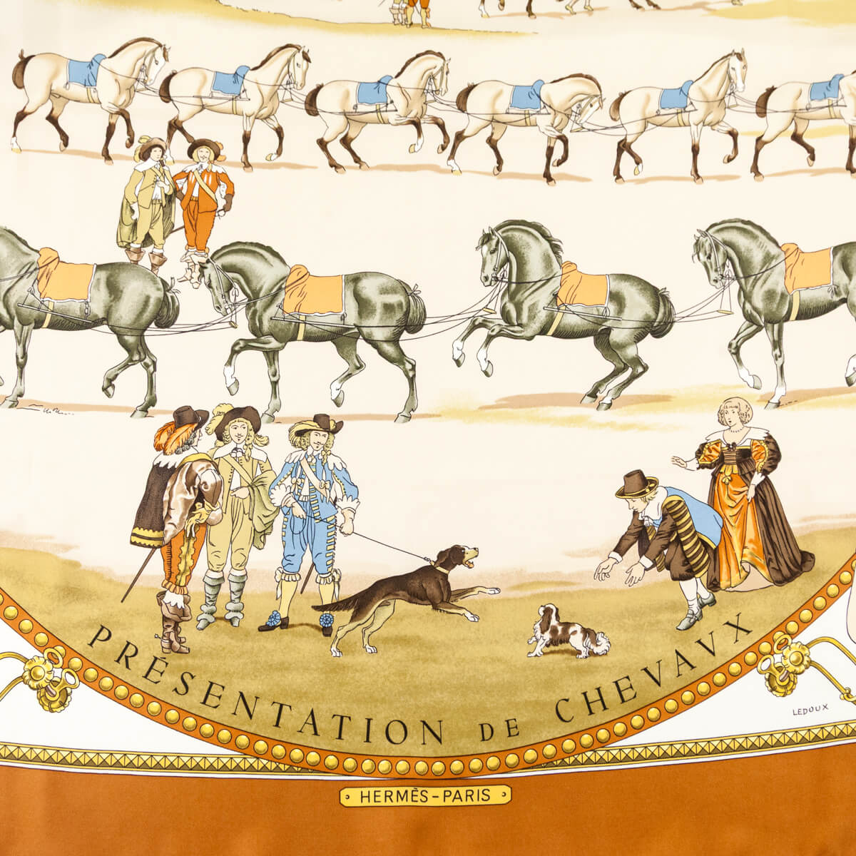 Hermes Brown Presentation des Chevaux Silk Scarf 90 - Love that Bag etc - Preowned Authentic Designer Handbags Preloved Fashions