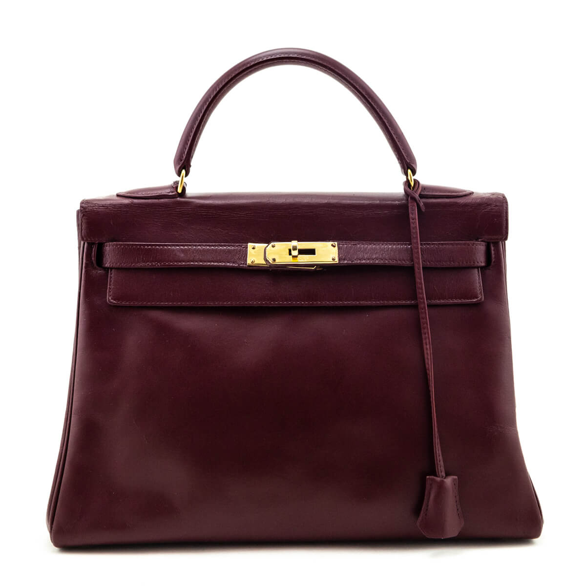 Hermes Burgundy Box Vintage Kelly 32 Retourne - Love that Bag etc - Preowned Authentic Designer Handbags Preloved Fashions