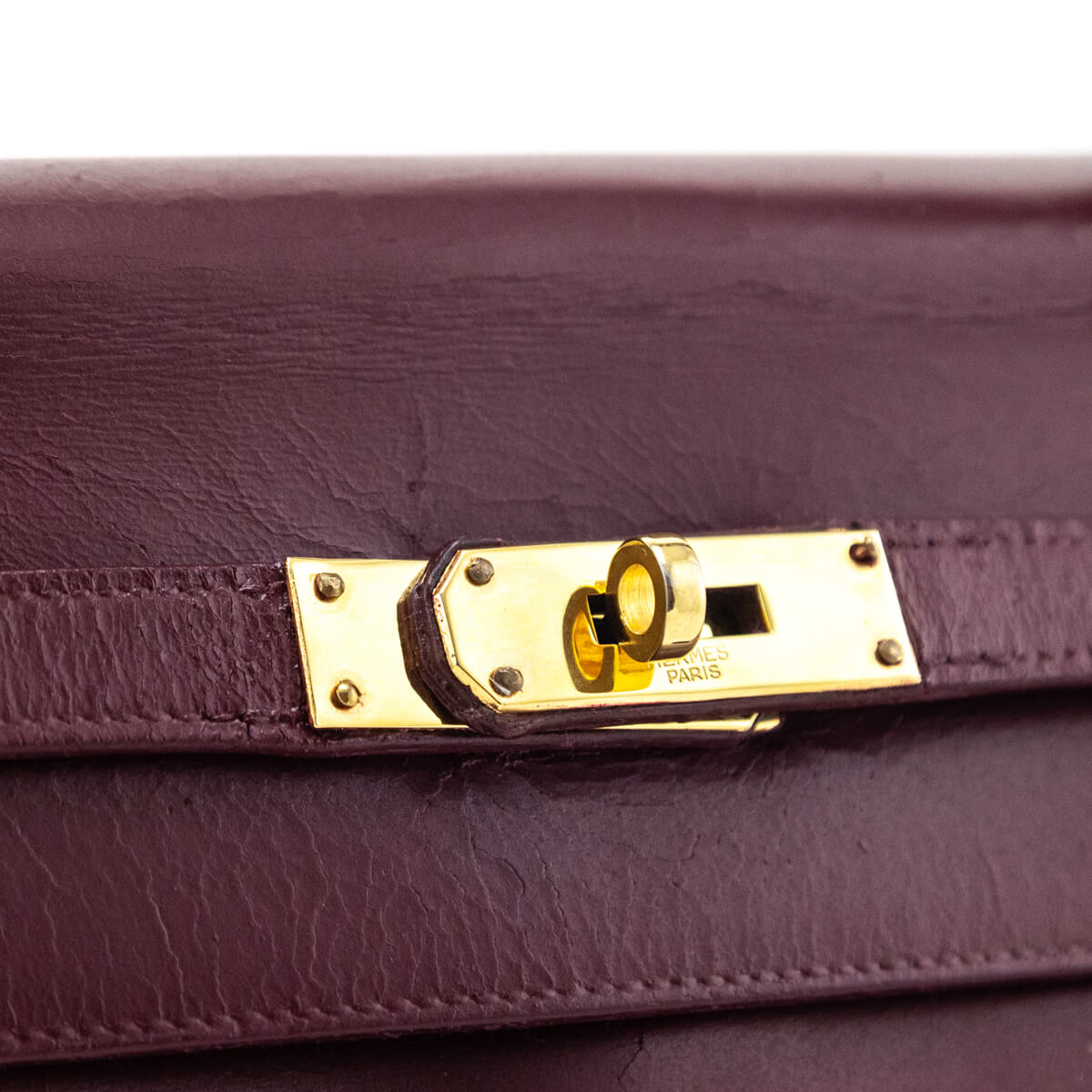 Hermes Burgundy Box Vintage Kelly 32 Retourne - Love that Bag etc - Preowned Authentic Designer Handbags Preloved Fashions