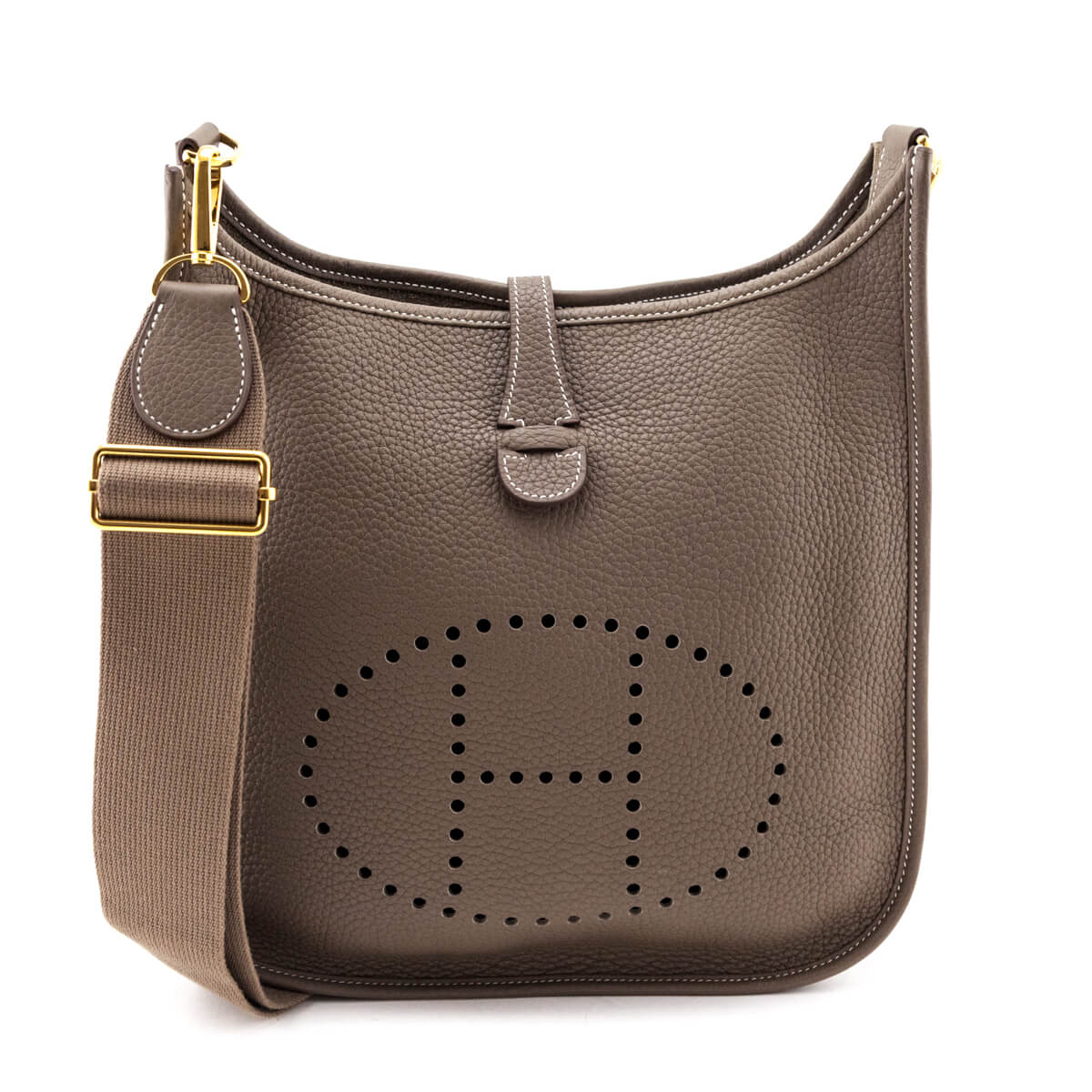 Hermes Etoupe Taurillon Clemence Evelyne III 29 - Love that Bag etc - Preowned Authentic Designer Handbags Preloved Fashions