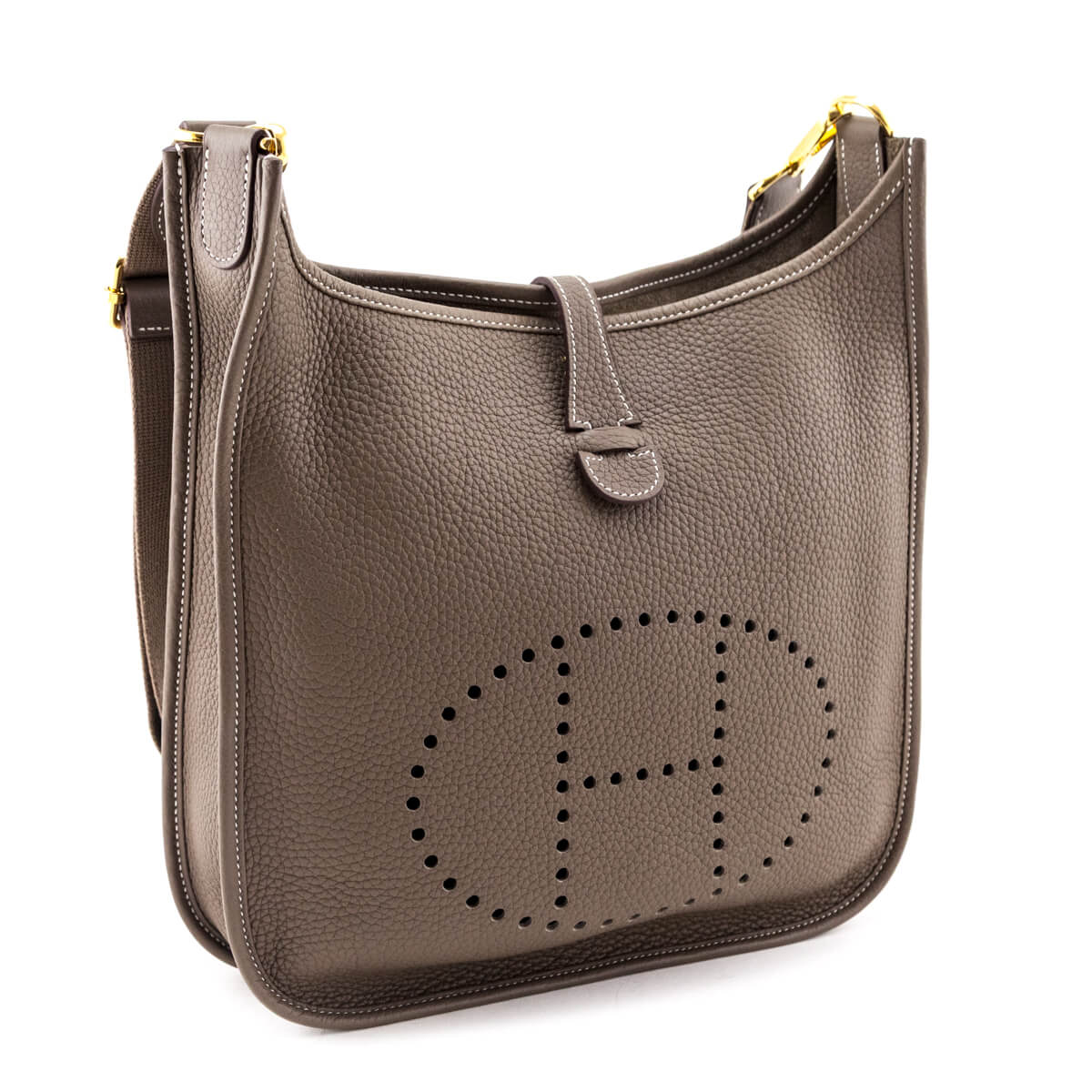 Hermes Etoupe Taurillon Clemence Evelyne III 29 - Love that Bag etc - Preowned Authentic Designer Handbags Preloved Fashions