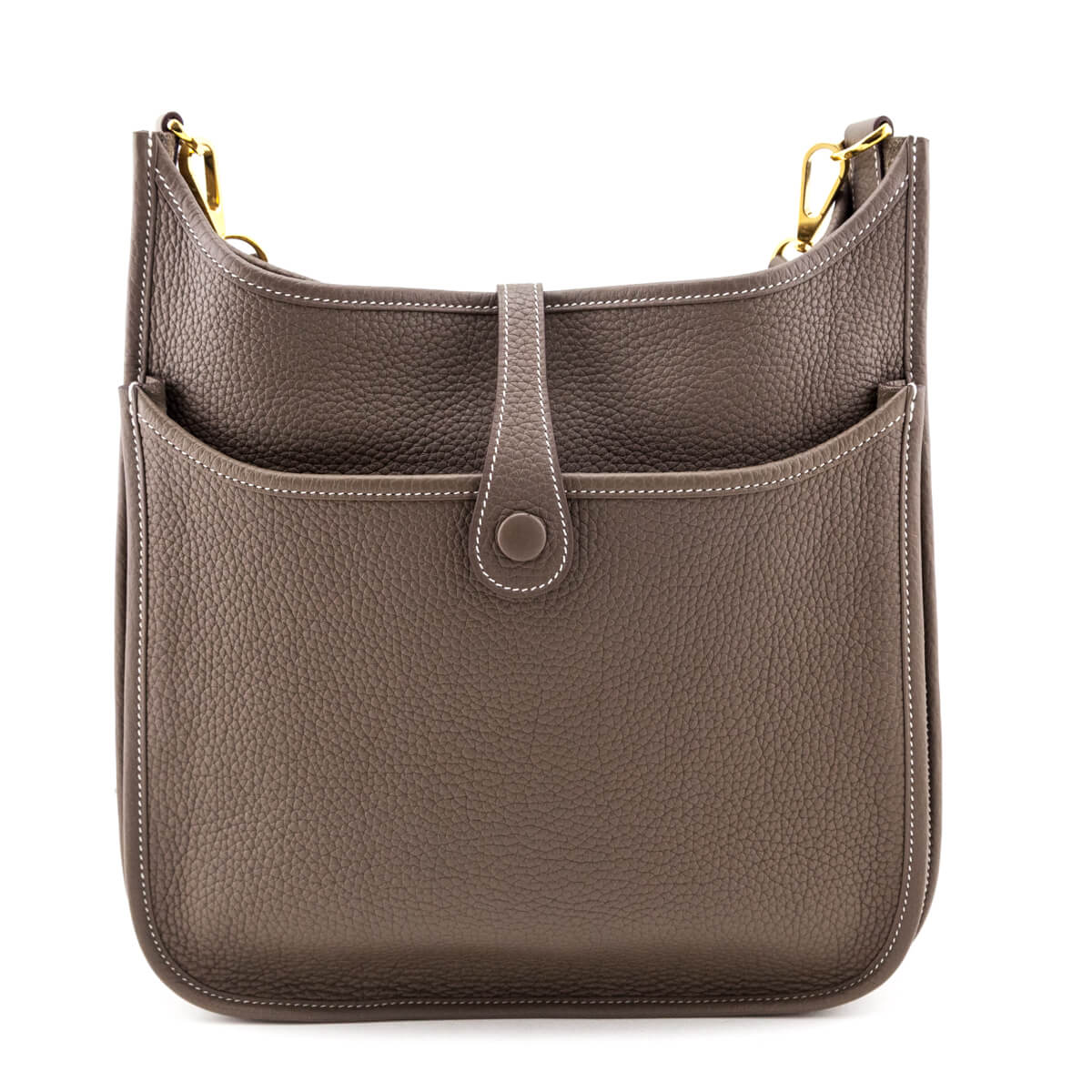 Hermes Etoupe Taurillon Clemence Evelyne III 29 - Love that Bag etc - Preowned Authentic Designer Handbags Preloved Fashions