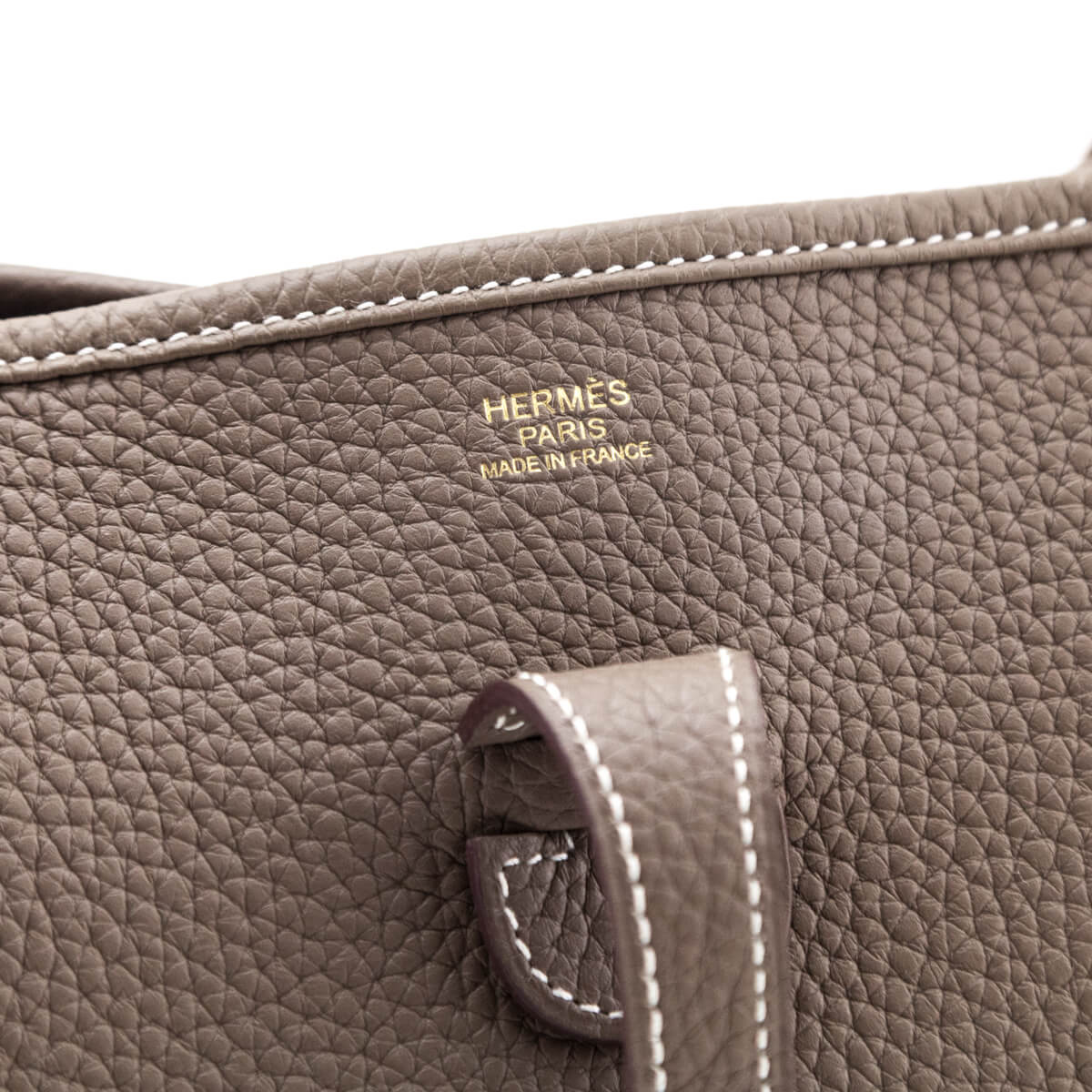Hermes Etoupe Taurillon Clemence Evelyne III 29 - Love that Bag etc - Preowned Authentic Designer Handbags Preloved Fashions