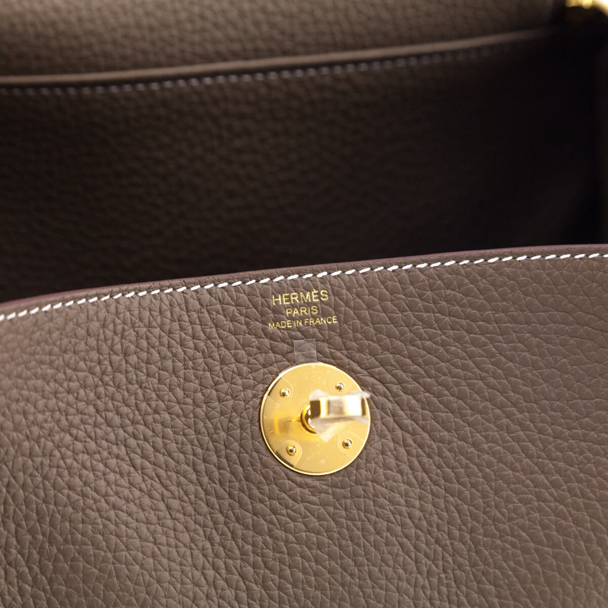 Hermes Etoupe Taurillon Clemence Lindy 26 - Love that Bag etc - Preowned Authentic Designer Handbags Preloved Fashions