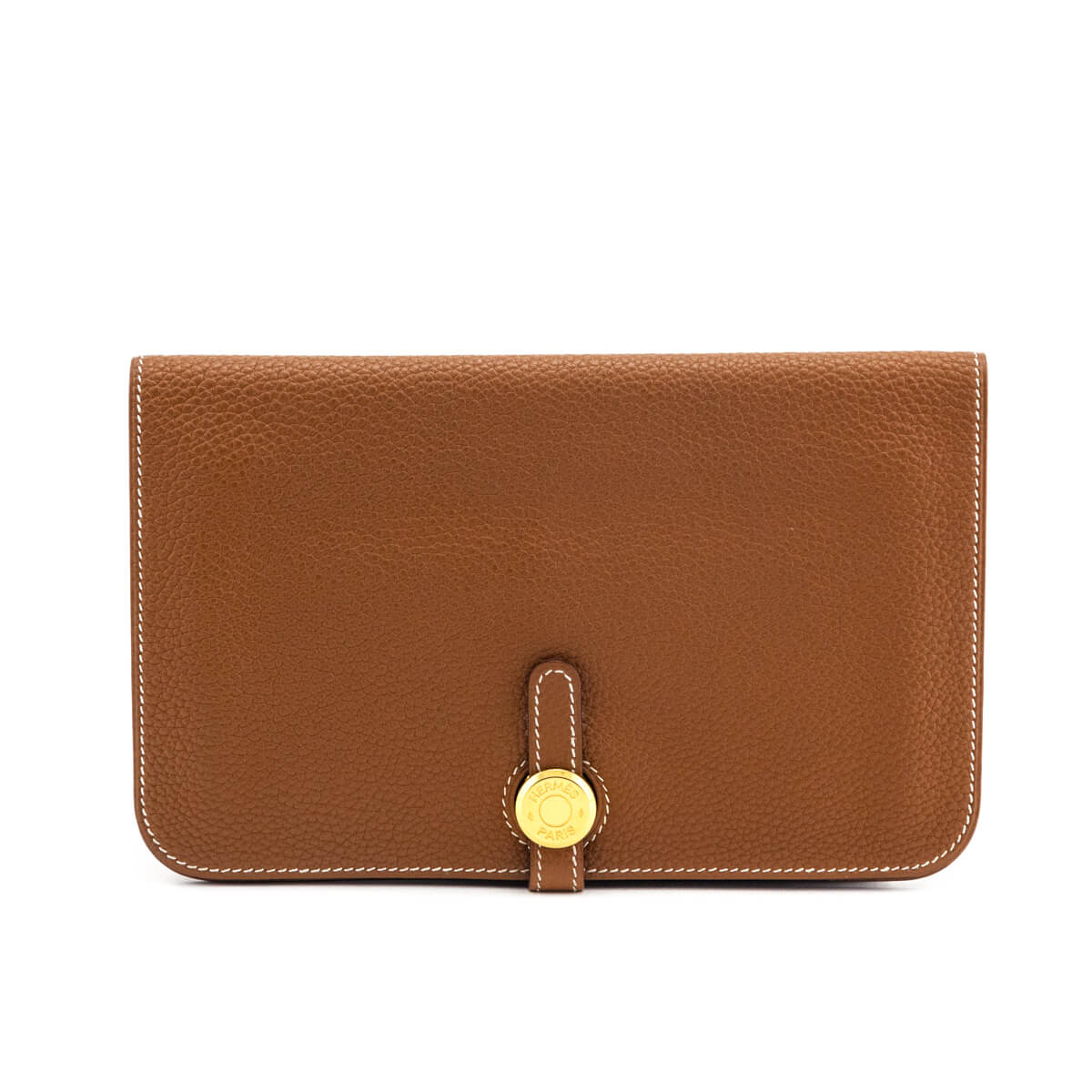 Hermes Gold Clemence Vintage Dogon Duo Wallet - Love that Bag etc - Preowned Authentic Designer Handbags Preloved Fashions