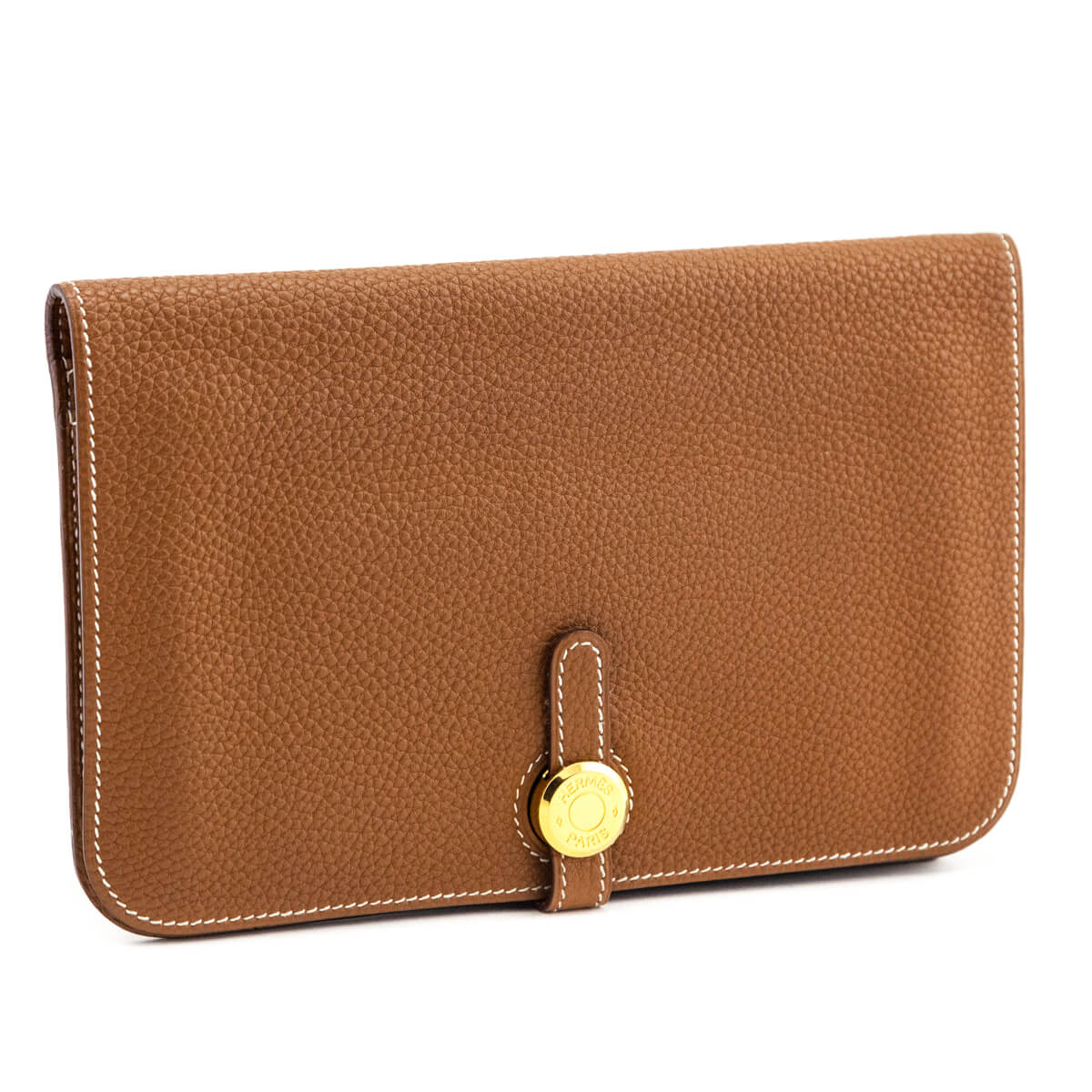Hermes Gold Clemence Vintage Dogon Duo Wallet - Love that Bag etc - Preowned Authentic Designer Handbags Preloved Fashions