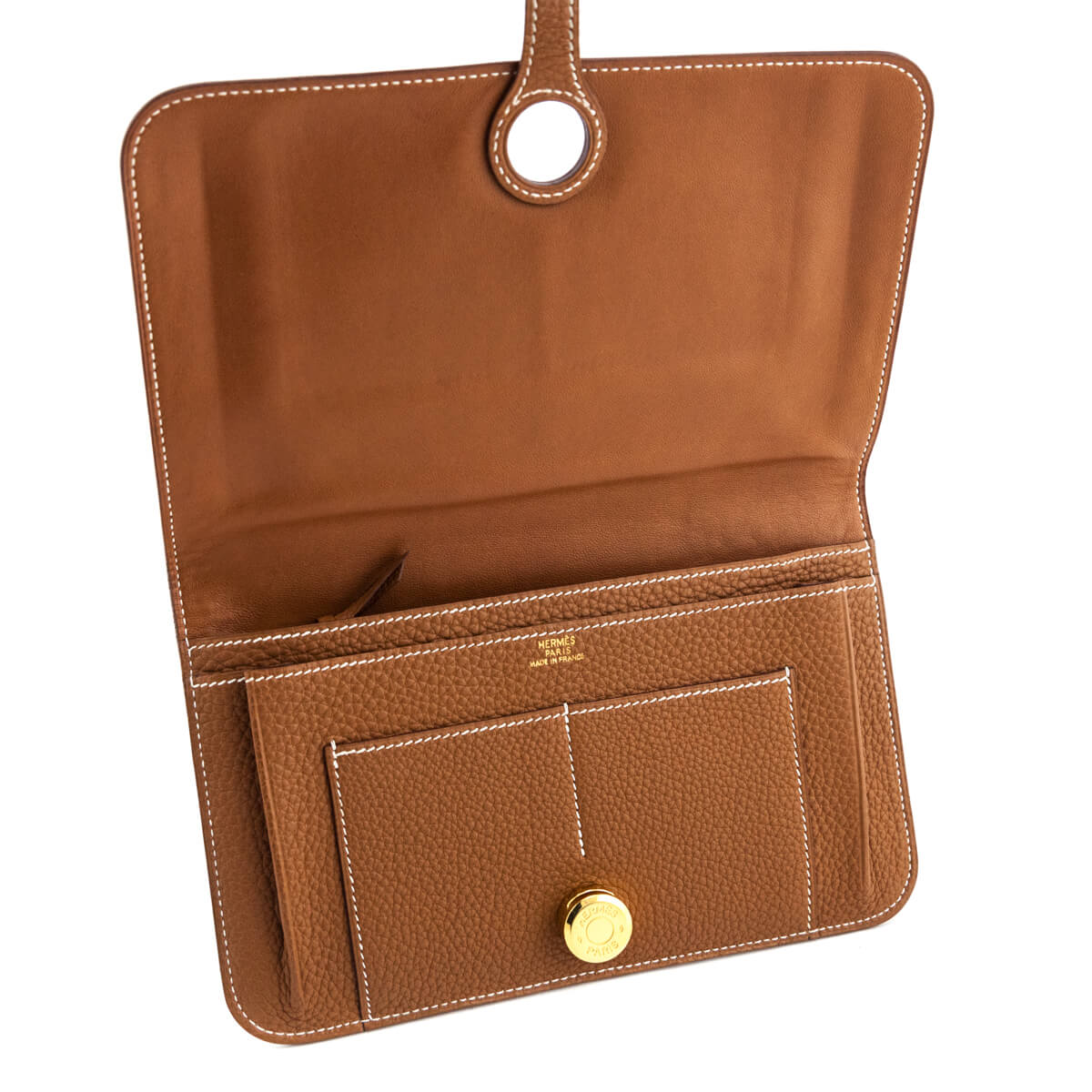 Hermes Gold Clemence Vintage Dogon Duo Wallet - Love that Bag etc - Preowned Authentic Designer Handbags Preloved Fashions