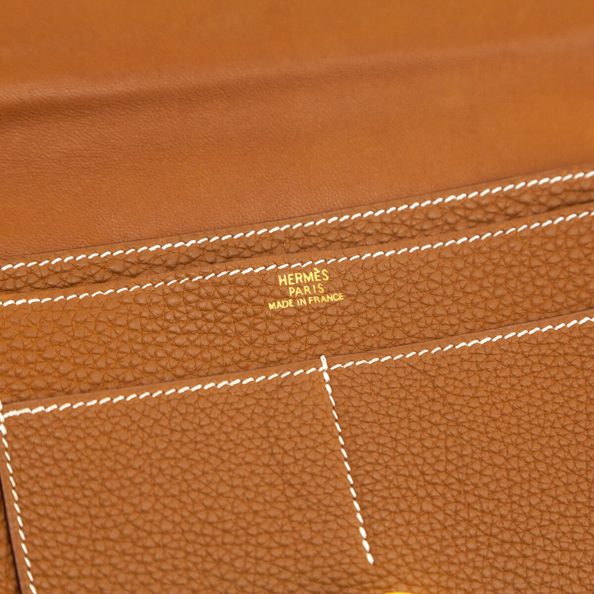 Hermes Gold Clemence Vintage Dogon Duo Wallet - Love that Bag etc - Preowned Authentic Designer Handbags Preloved Fashions