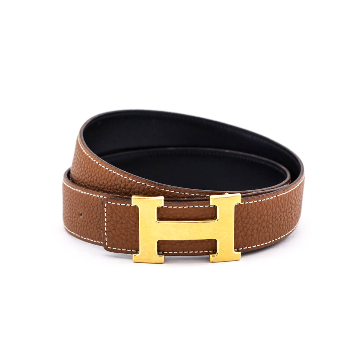 Hermes Gold Clemence H Reversible Belt Kit 32mm Size L - Love that Bag etc - Preowned Authentic Designer Handbags Preloved Fashions