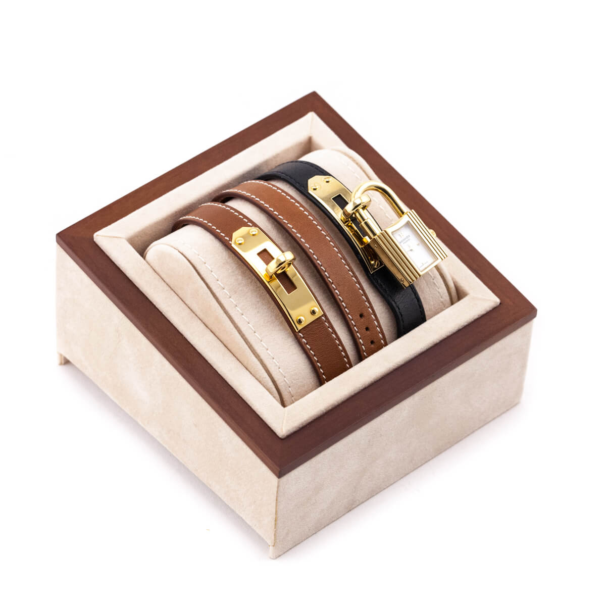 Hermes Gold-Plated Dual Leather Kelly Watch - Love that Bag etc - Preowned Authentic Designer Handbags Preloved Fashions
