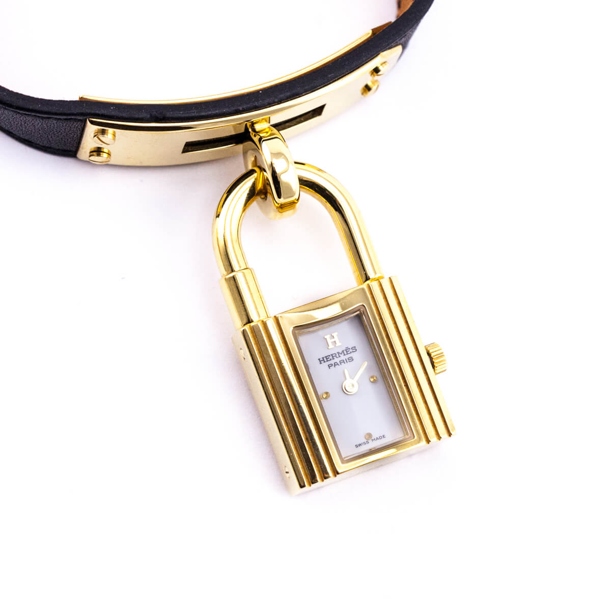 Hermes Gold-Plated Dual Leather Kelly Watch - Love that Bag etc - Preowned Authentic Designer Handbags Preloved Fashions