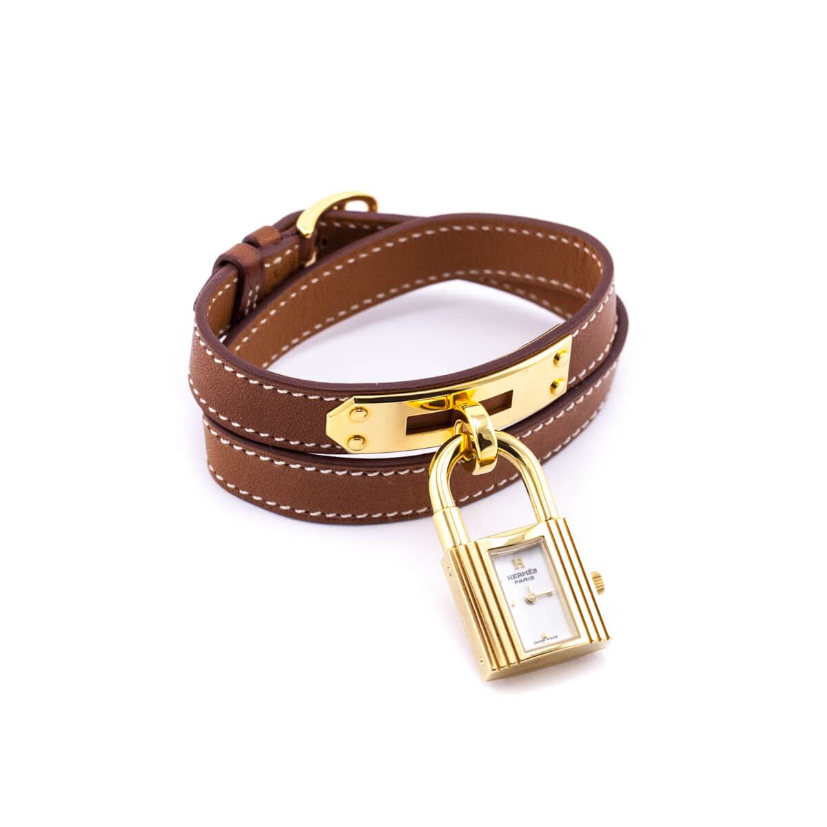 Hermes Gold-Plated Dual Leather Kelly Watch - Love that Bag etc - Preowned Authentic Designer Handbags Preloved Fashions