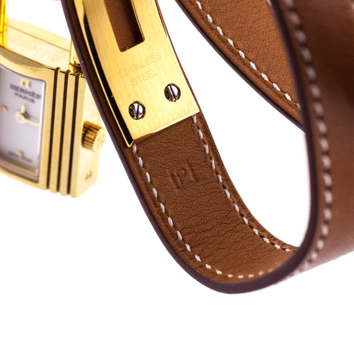 Hermes Gold-Plated Dual Leather Kelly Watch - Love that Bag etc - Preowned Authentic Designer Handbags Preloved Fashions