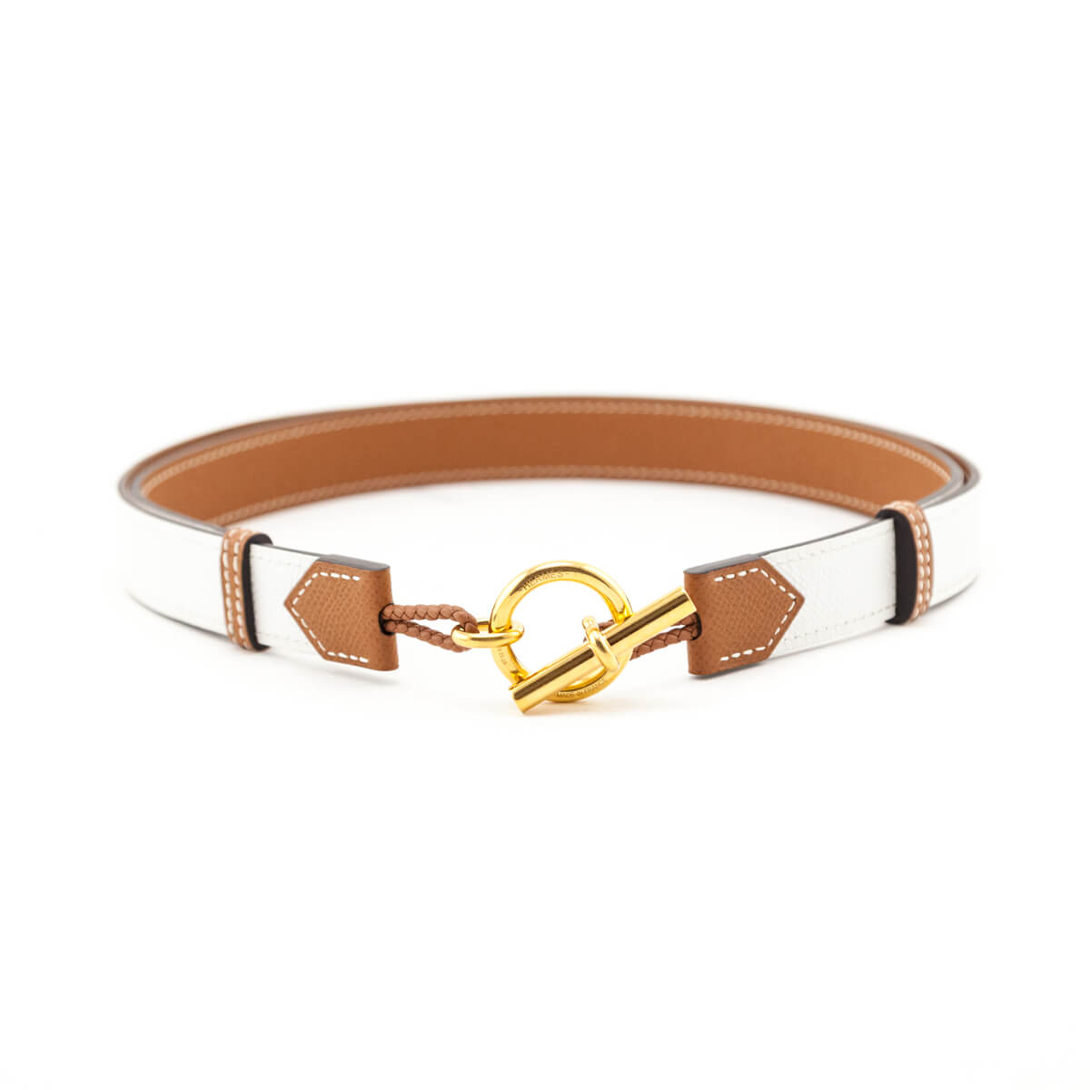 Hermes Gold White Babord 24 Reversible Belt - Love that Bag etc - Preowned Authentic Designer Handbags Preloved Fashions
