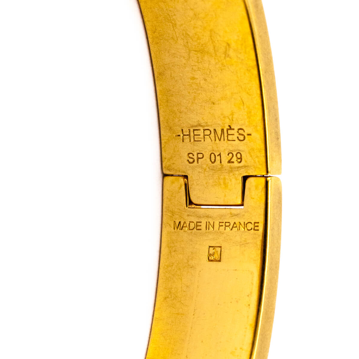 Hermes Gold White Enamel Thin Clic H Bracelet GM - Love that Bag etc - Preowned Authentic Designer Handbags Preloved Fashions