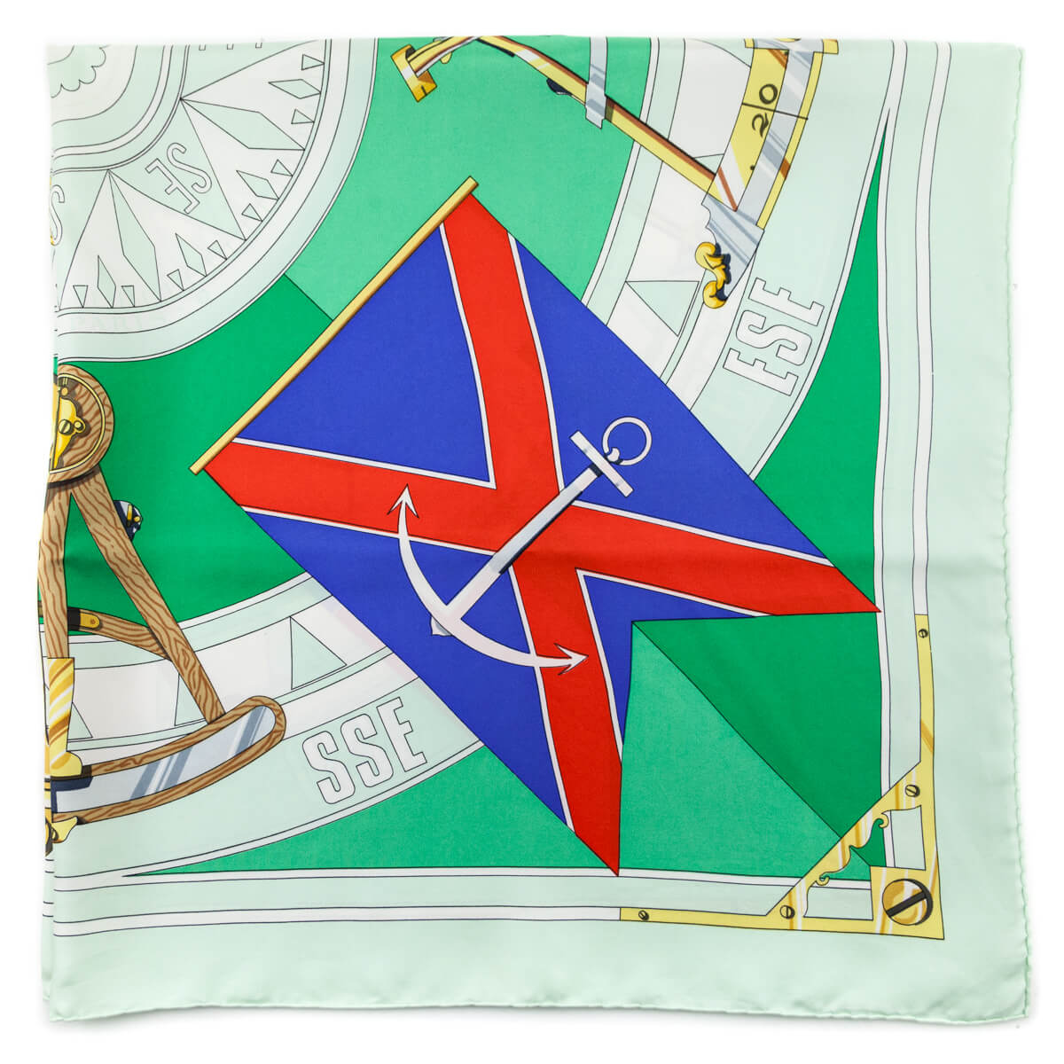 Hermes Green Sextants Silk Scarf 90 - Love that Bag etc - Preowned Authentic Designer Handbags Preloved Fashions