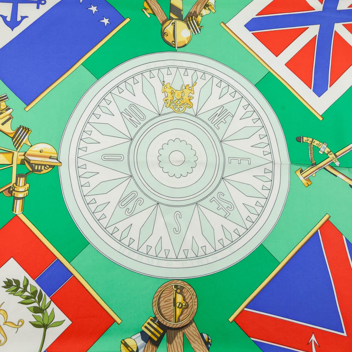 Hermes Green Sextants Silk Scarf 90 - Love that Bag etc - Preowned Authentic Designer Handbags Preloved Fashions