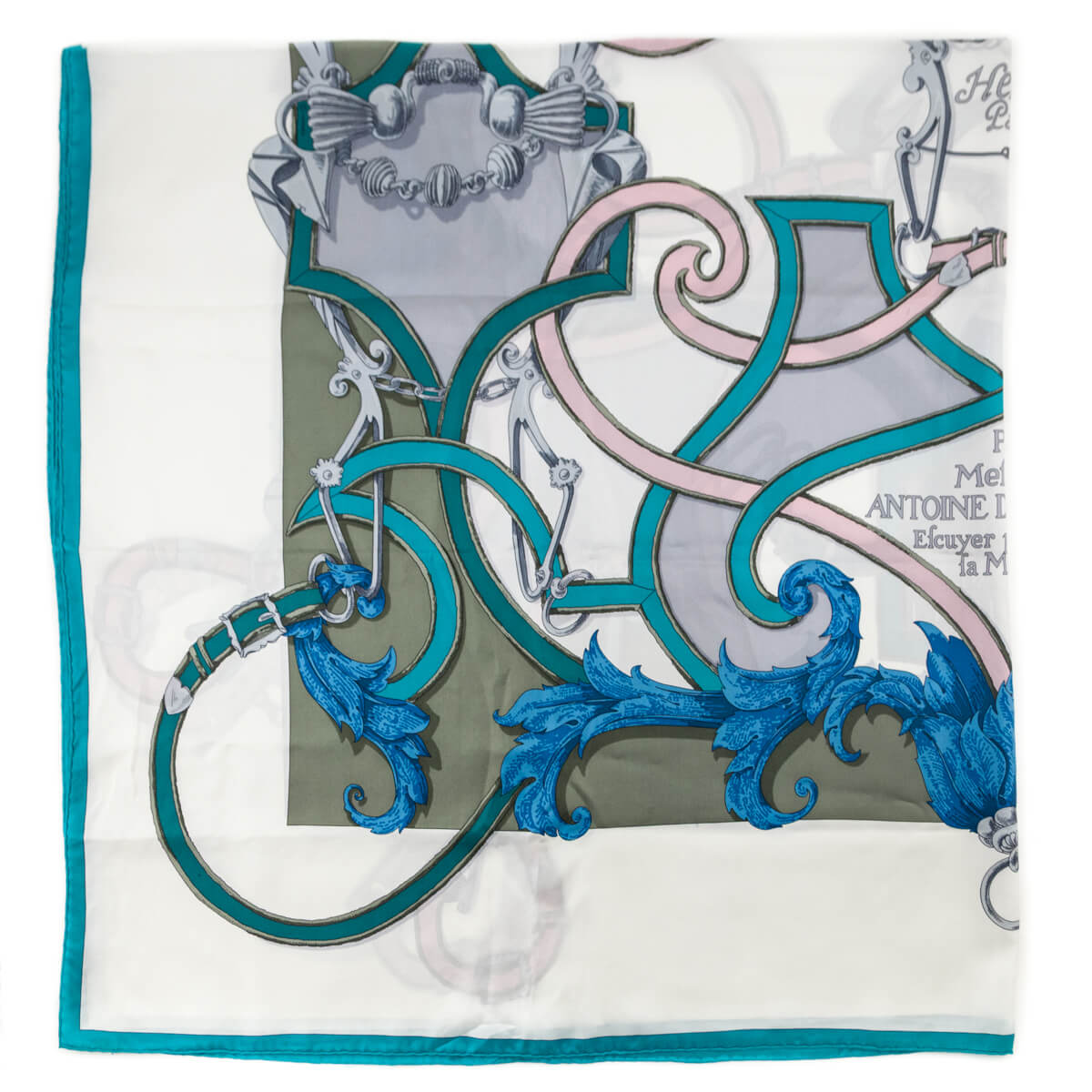 Hermes Grey Blue L'Instruction du Roy Summer Weight Silk Scarf 140 - Love that Bag etc - Preowned Authentic Designer Handbags Preloved Fashions
