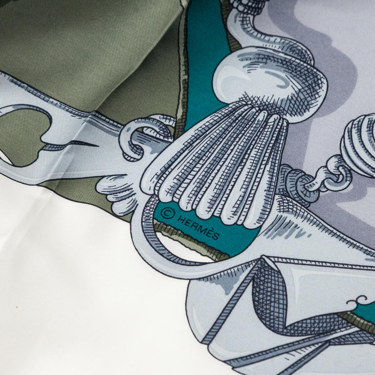 Hermes Grey Blue L'Instruction du Roy Summer Weight Silk Scarf 140 - Love that Bag etc - Preowned Authentic Designer Handbags Preloved Fashions