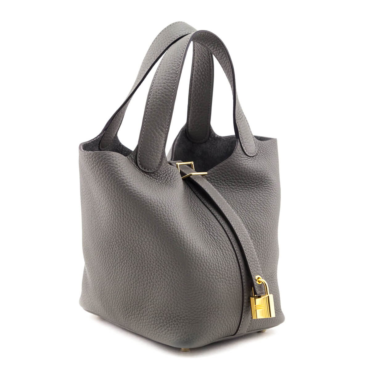 Hermes Gris Meyer Clemence Picotin 18 - Love that Bag etc - Preowned Authentic Designer Handbags Preloved Fashions
