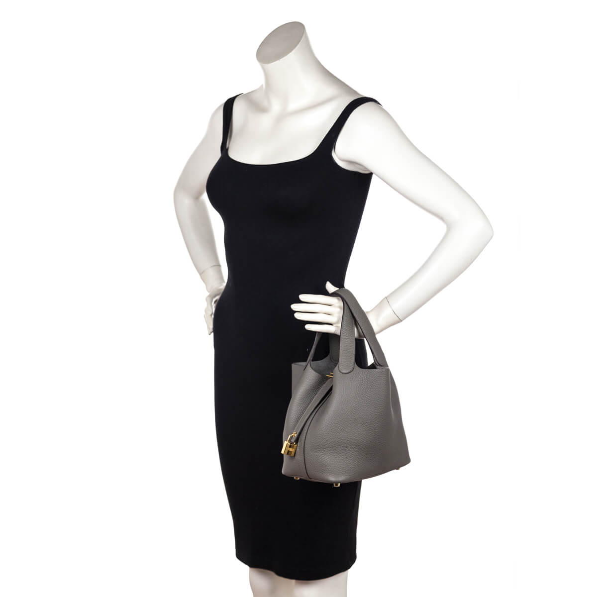 Hermes Gris Meyer Clemence Picotin 18 - Love that Bag etc - Preowned Authentic Designer Handbags Preloved Fashions