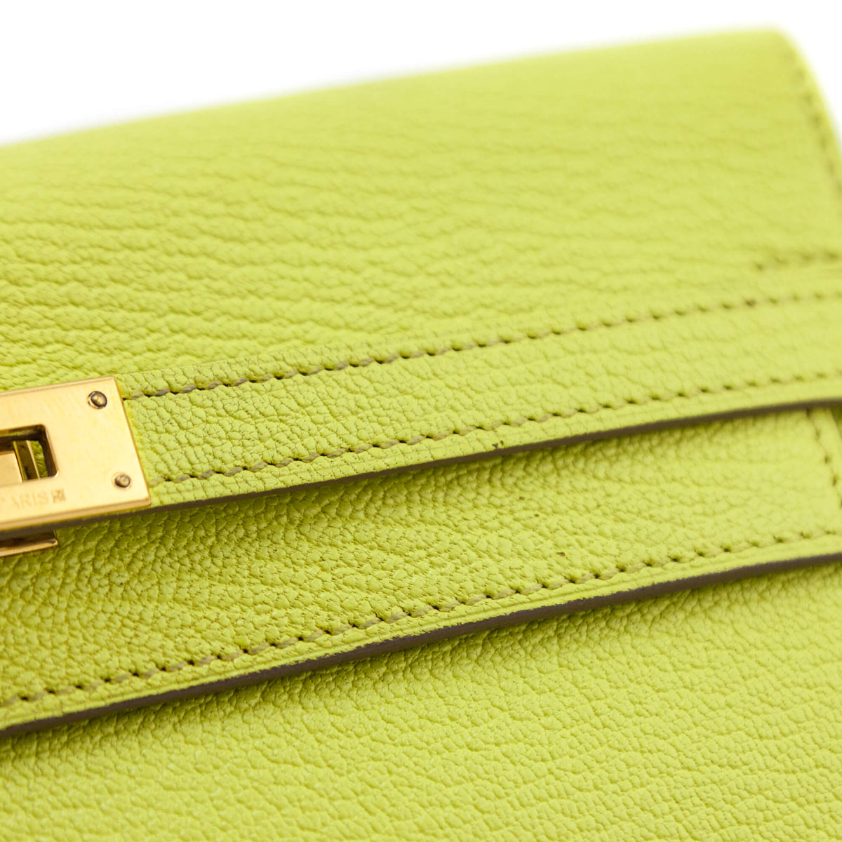 Hermes Lime Chevre Mysore Kelly Longue Wallet - Love that Bag etc - Preowned Authentic Designer Handbags Preloved Fashions