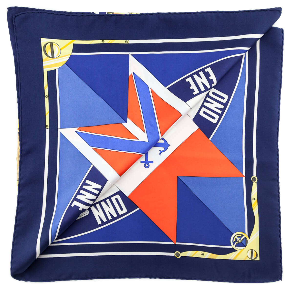 Hermes Navy Sextants Silk Scarf 90 - Love that Bag etc - Preowned Authentic Designer Handbags Preloved Fashions
