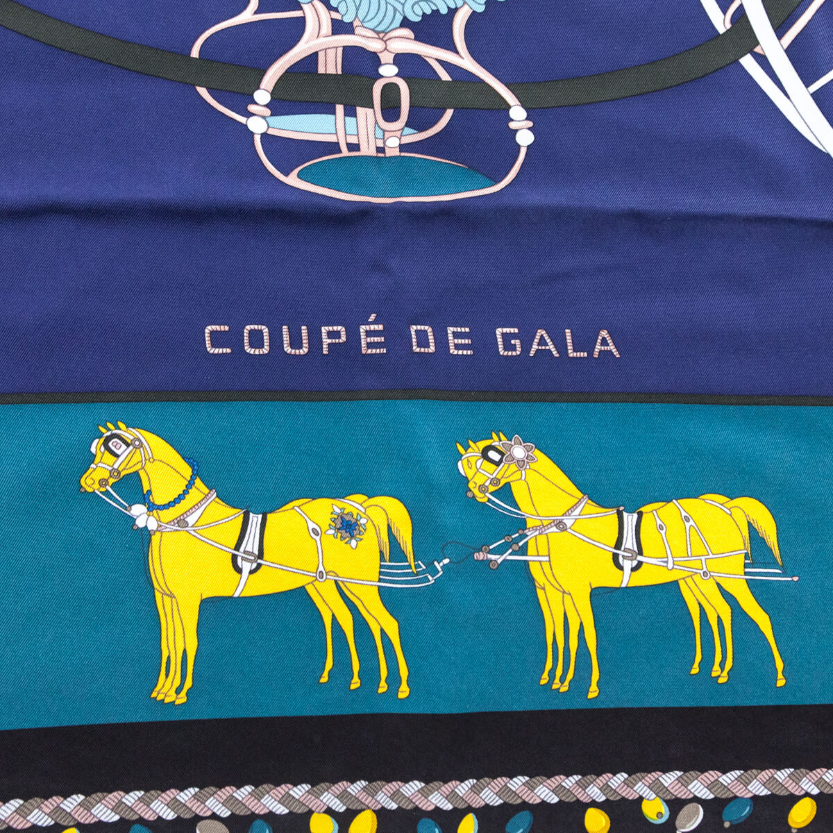 Hermes Navy Yellow Silk Wash Coupe de Gala Scarf - Love that Bag etc - Preowned Authentic Designer Handbags Preloved Fashions