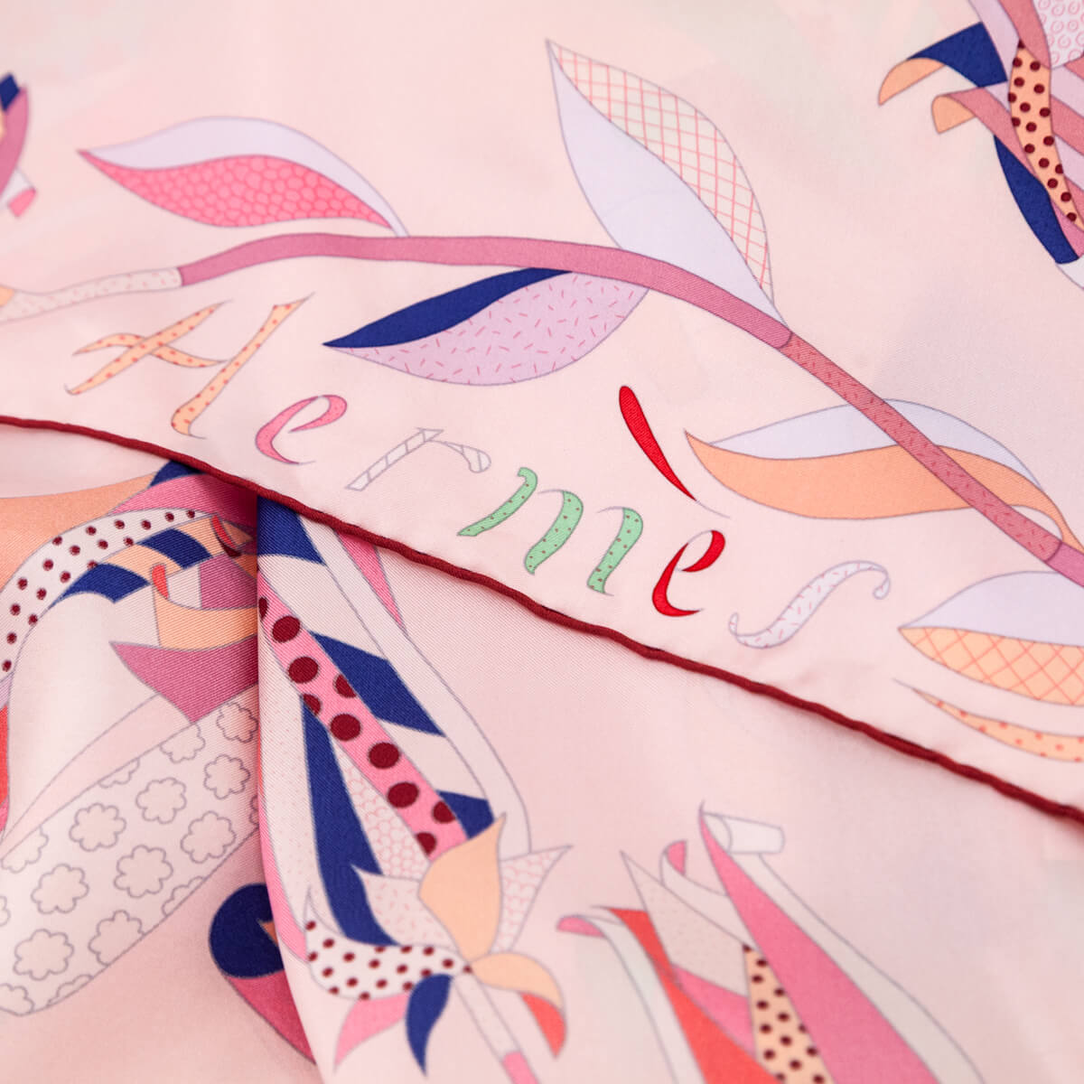 Hermes Pink Paradis De Soie Summer Weight Silk Scarf 140 - Love that Bag etc - Preowned Authentic Designer Handbags Preloved Fashions