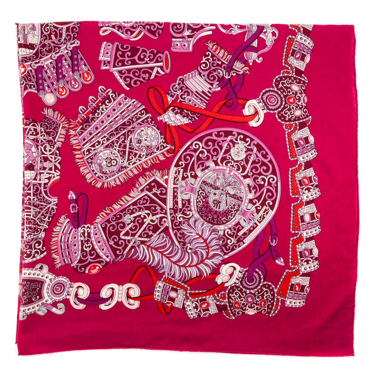 Hermes Pink Sous L'Egide De Mars Cashmere Shawl 140 - Love that Bag etc - Preowned Authentic Designer Handbags Preloved Fashions