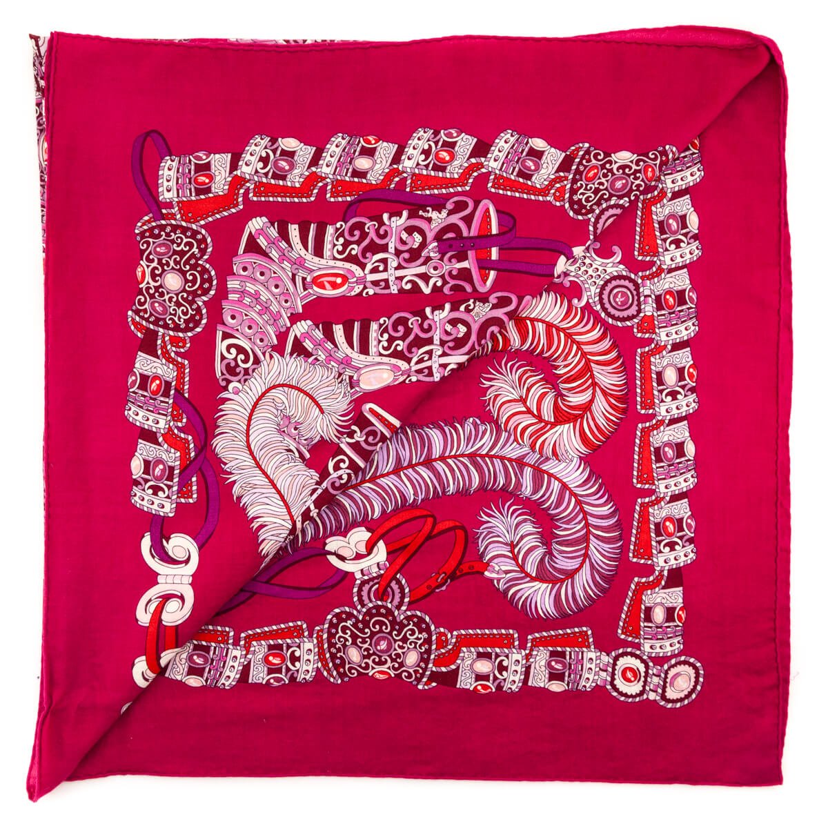 Hermes Pink Sous L'Egide De Mars Cashmere Shawl 140 - Love that Bag etc - Preowned Authentic Designer Handbags Preloved Fashions