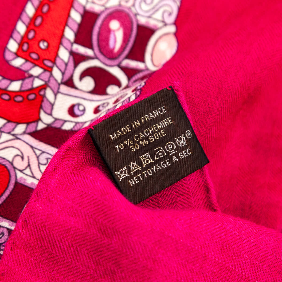 Hermes Pink Sous L'Egide De Mars Cashmere Shawl 140 - Love that Bag etc - Preowned Authentic Designer Handbags Preloved Fashions