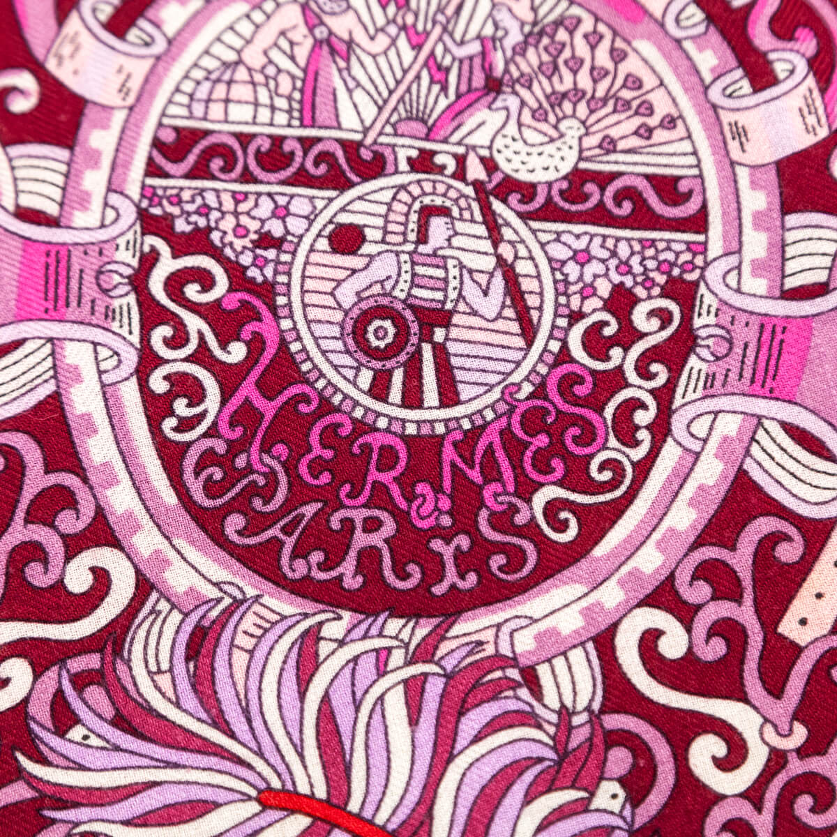 Hermes Pink Sous L'Egide De Mars Cashmere Shawl 140 - Love that Bag etc - Preowned Authentic Designer Handbags Preloved Fashions