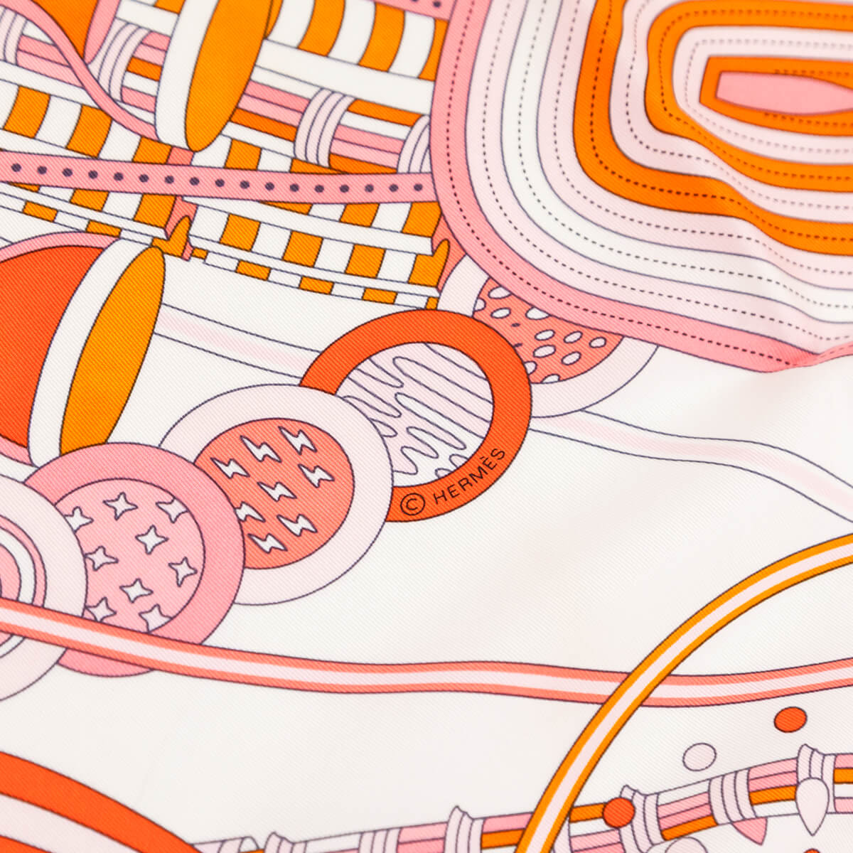 Hermes Pink Orange Laboratoire Du Temps Silk Giant Triangle Scarf - Love that Bag etc - Preowned Authentic Designer Handbags Preloved Fashions