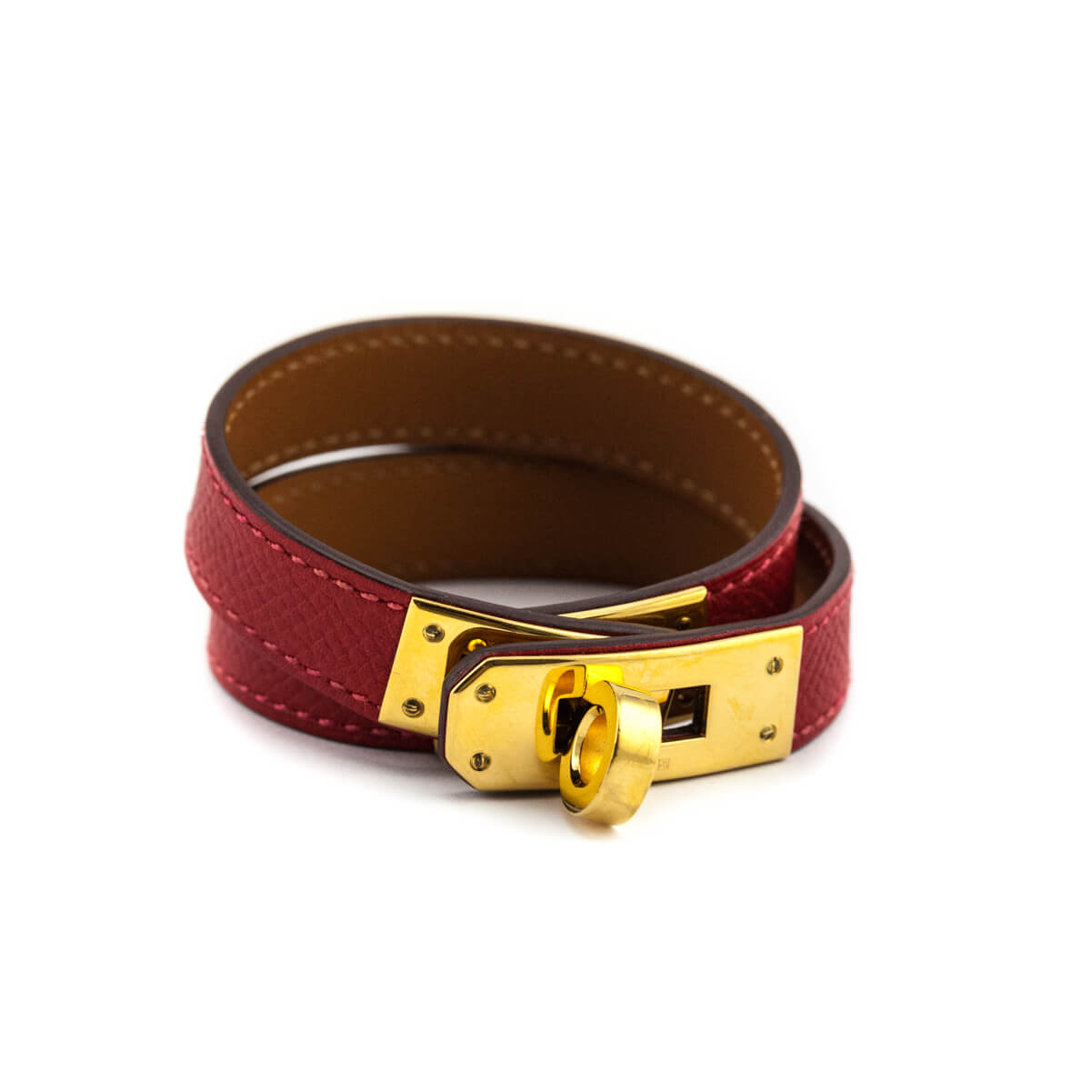 Hermes Red Epsom Kelly Double Tour Bracelet Size XS - Love that Bag etc - Preowned Authentic Designer Handbags Preloved Fashions