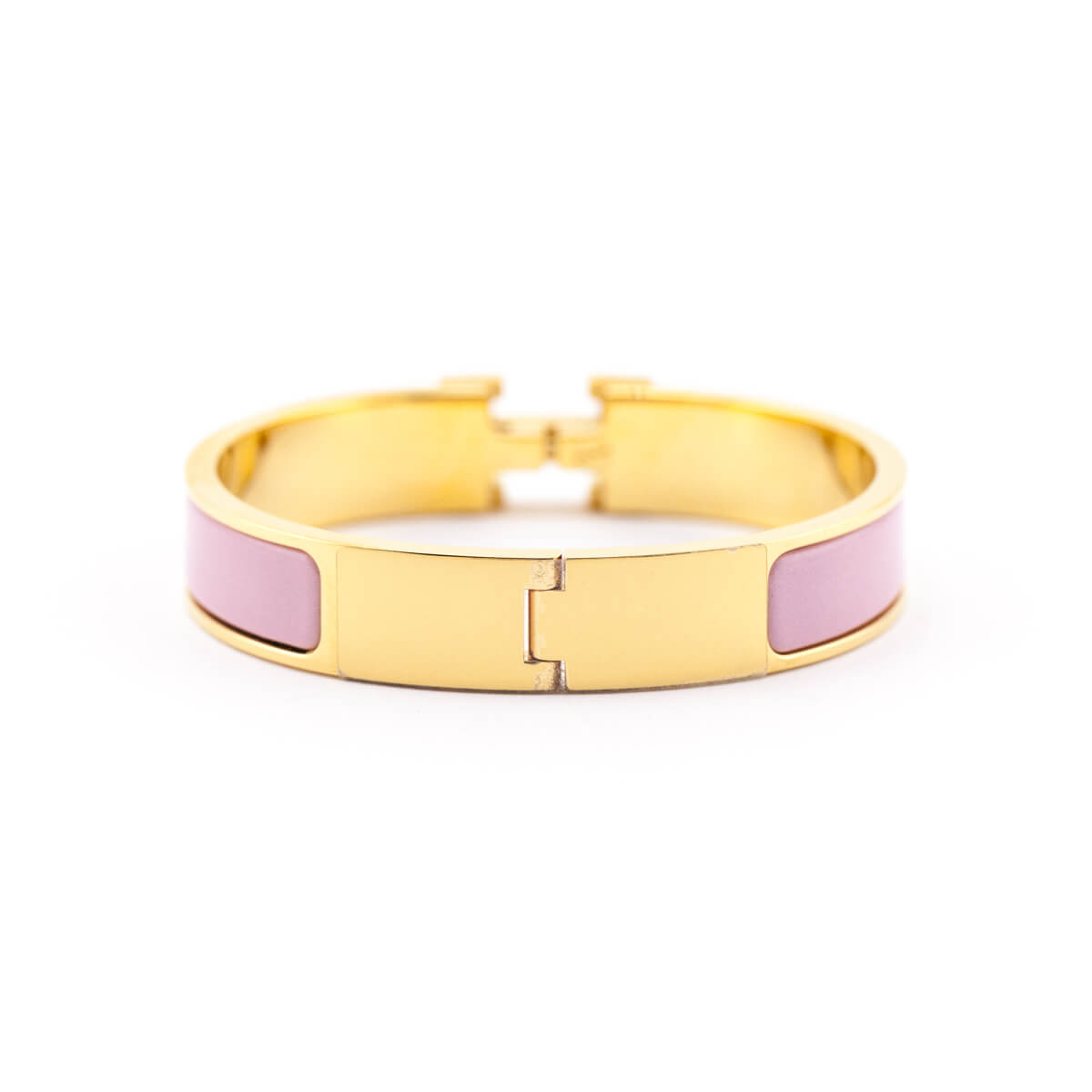 Hermes Rose Nacarat Enamel Narrow Clic Clac H Bracelet PM - Love that Bag etc - Preowned Authentic Designer Handbags Preloved Fashions
