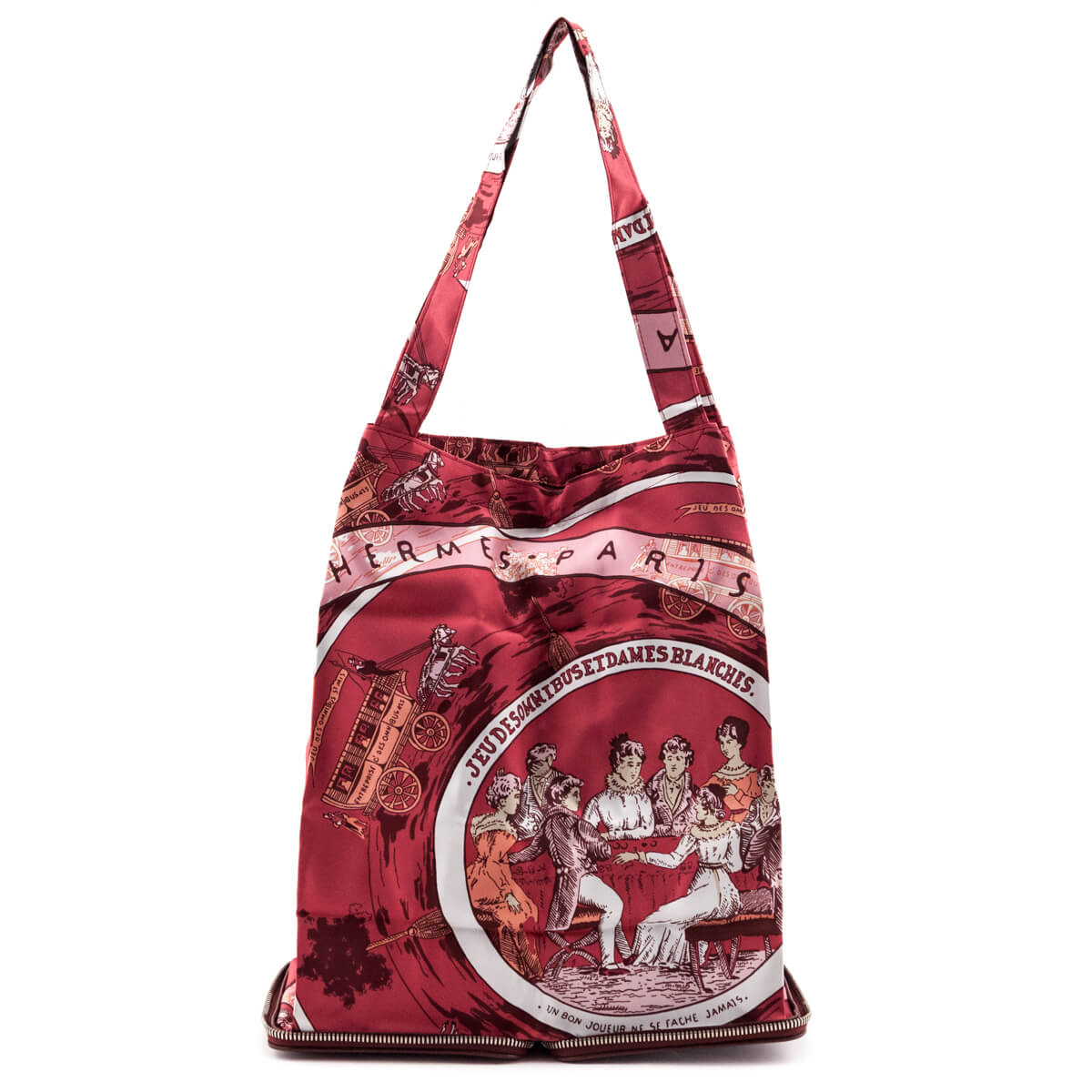 Hermes Rouge Buffle Silky Pop "Jeu Des Omnibus Et Dames Blanches" Shopper Tote - Love that Bag etc - Preowned Authentic Designer Handbags Preloved Fashions