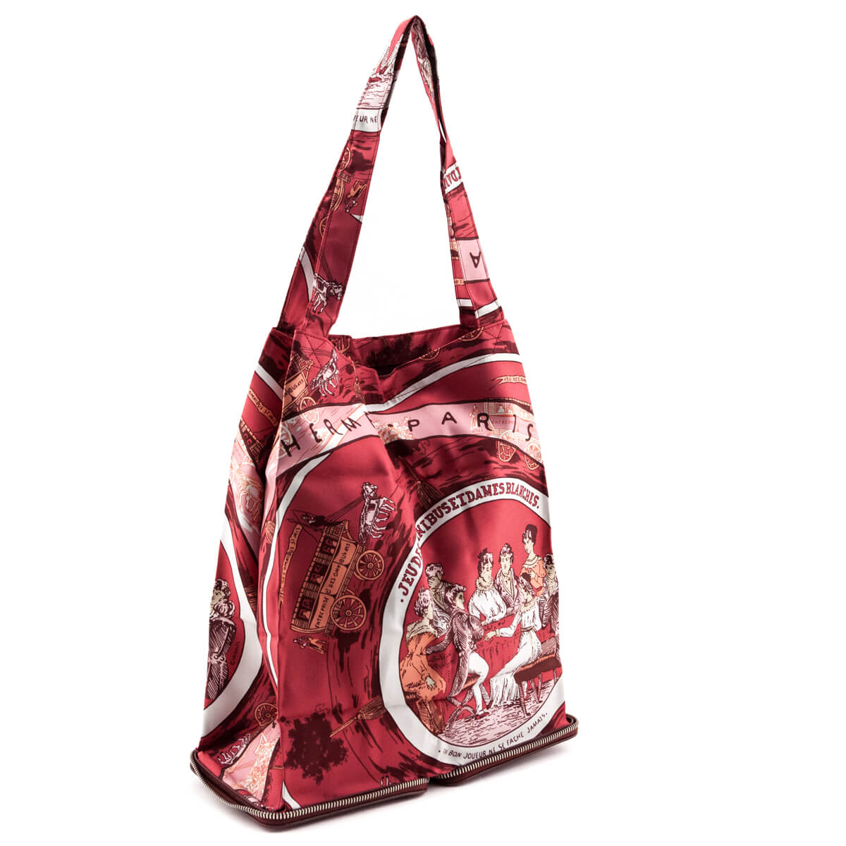 Hermes Rouge Buffle Silky Pop "Jeu Des Omnibus Et Dames Blanches" Shopper Tote - Love that Bag etc - Preowned Authentic Designer Handbags Preloved Fashions