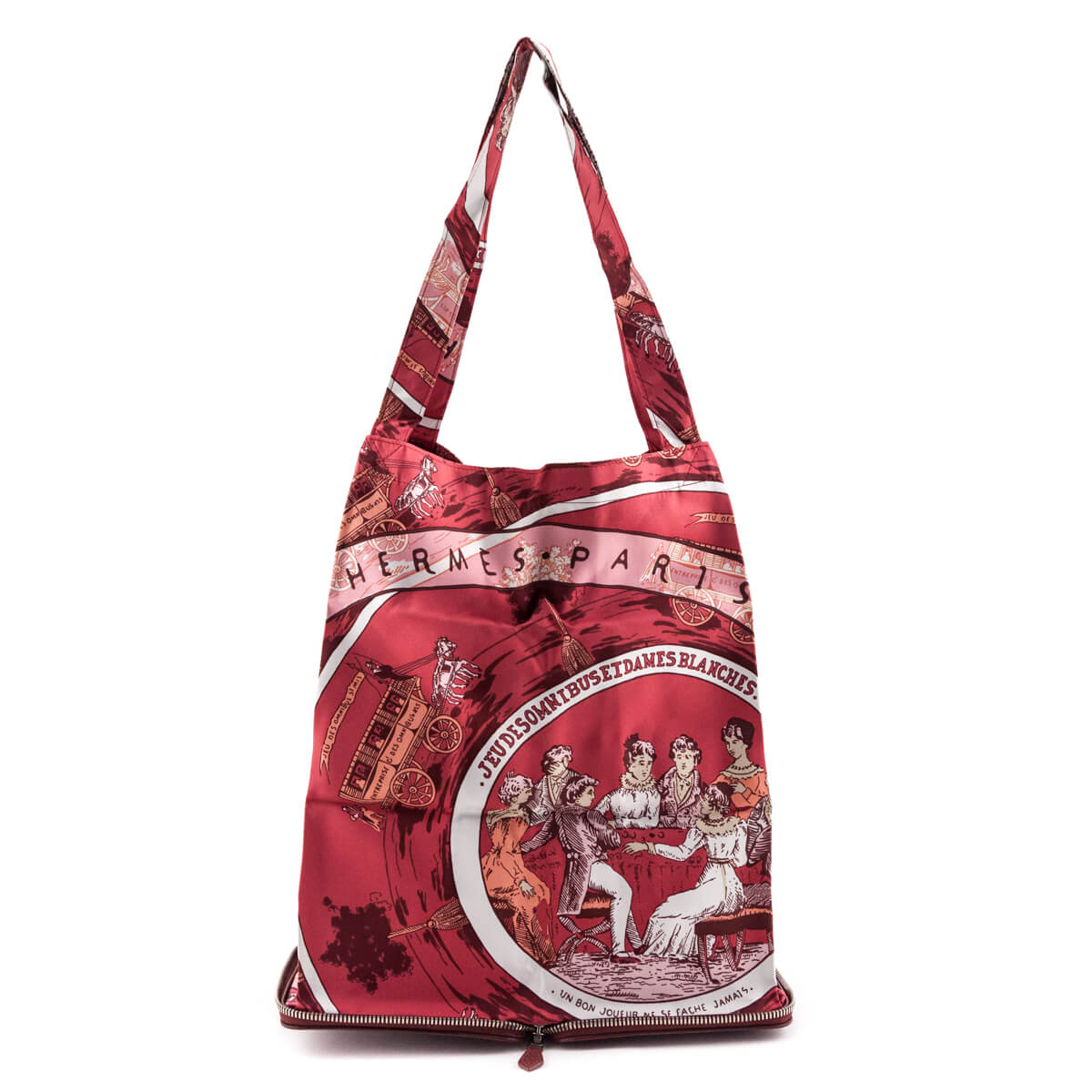 Hermes Rouge Buffle Silky Pop "Jeu Des Omnibus Et Dames Blanches" Shopper Tote - Love that Bag etc - Preowned Authentic Designer Handbags Preloved Fashions