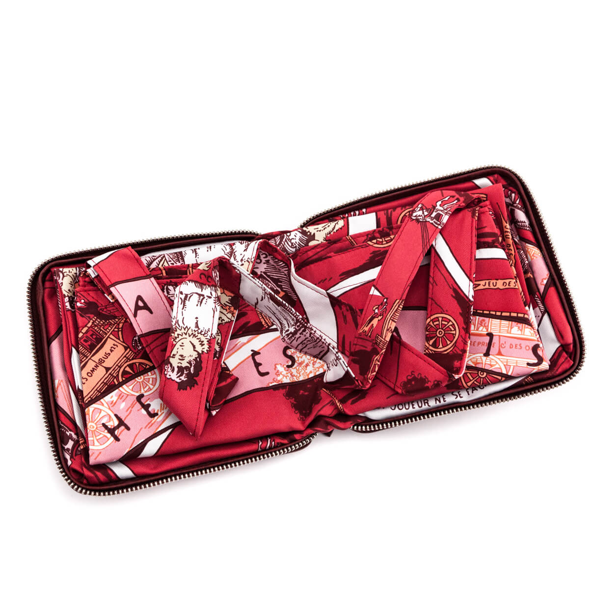 Hermes Rouge Buffle Silky Pop "Jeu Des Omnibus Et Dames Blanches" Shopper Tote - Love that Bag etc - Preowned Authentic Designer Handbags Preloved Fashions